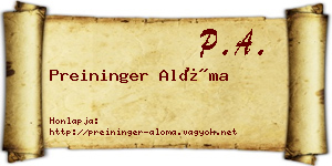 Preininger Alóma névjegykártya